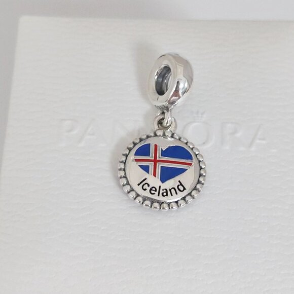 Pandora Iceland Heart Flag Dangle Charm with box - Picture 4 of 7